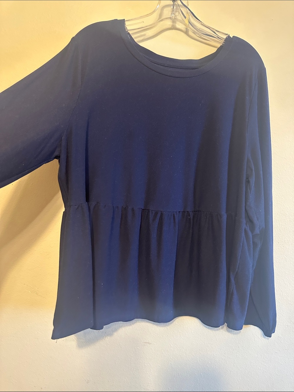Source Unknown Navy Long-Sleeve Peplum Tunic